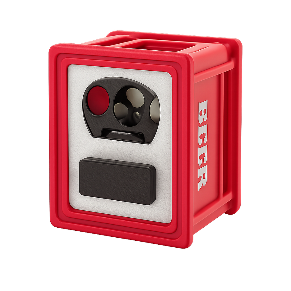 Flesopener in de vorm van een bierkrat met magneet